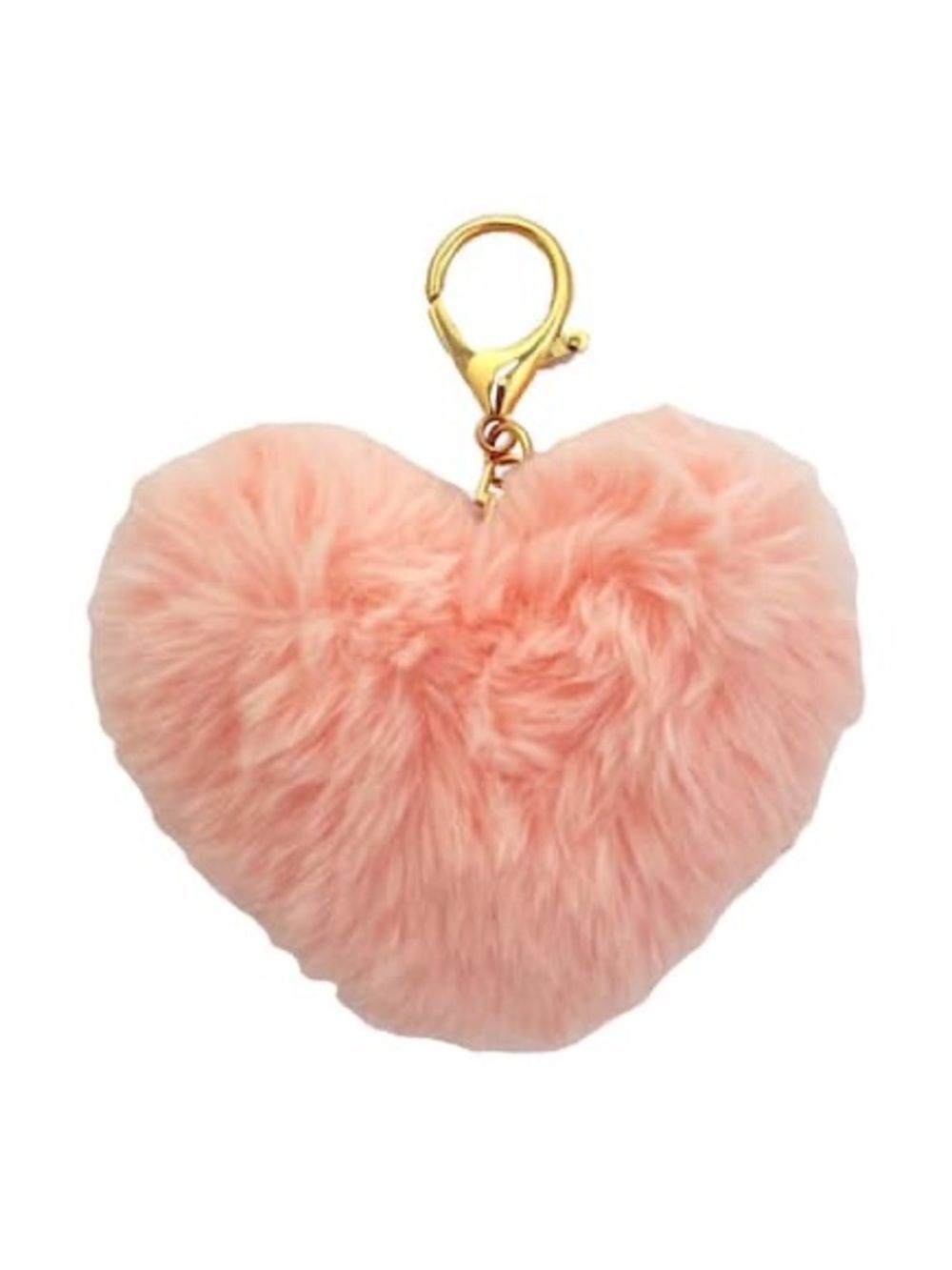 New Blue Moon Studio Pink Heart Faux Fur Keychain
